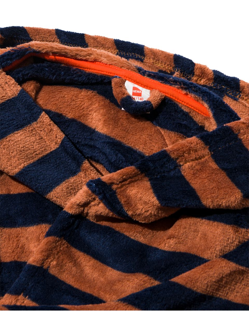 kinderbadjas fleece streep bruin - 1000025344 - HEMA