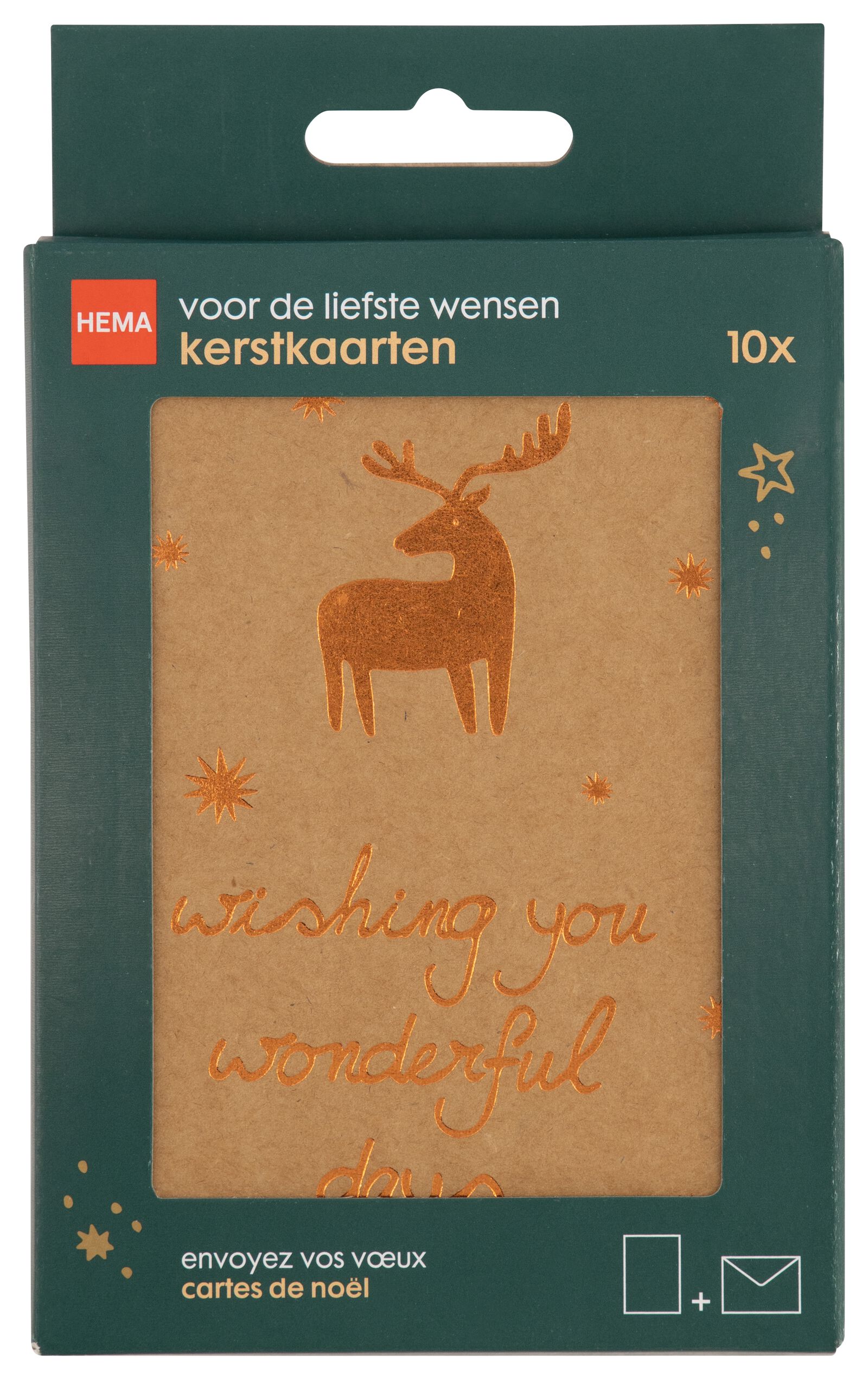 kerstkaarten met envelop 13.5x9.5 rendieren 10 stuks HEMA