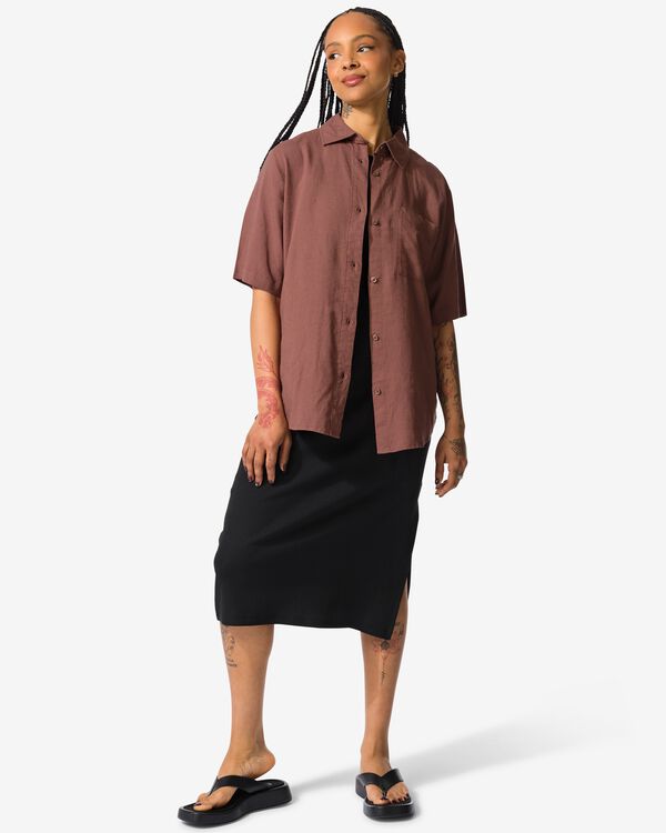 dames shirt Lizzy  middenbruin middenbruin - 36278030MIDBROWN - HEMA