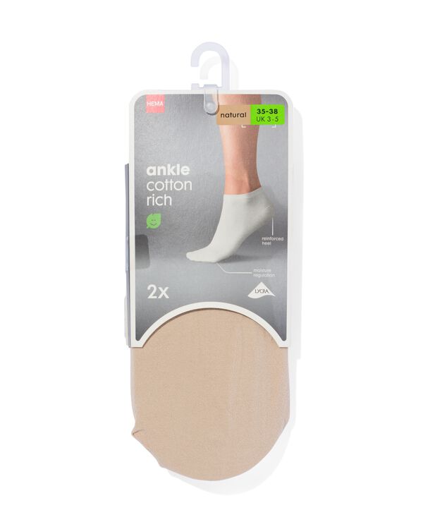 dames enkelsokken - 2 paar naturel naturel - 1000006405 - HEMA