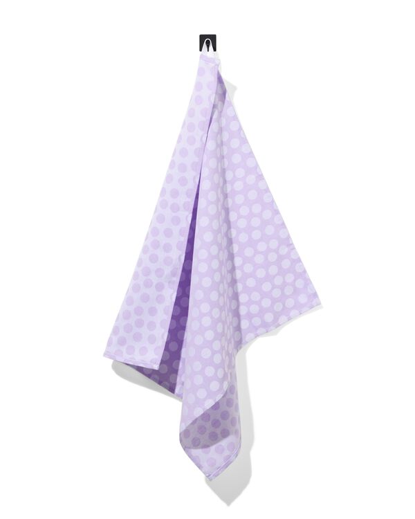 theedoek 65x65 katoen lila met stippen - 5440255 - HEMA