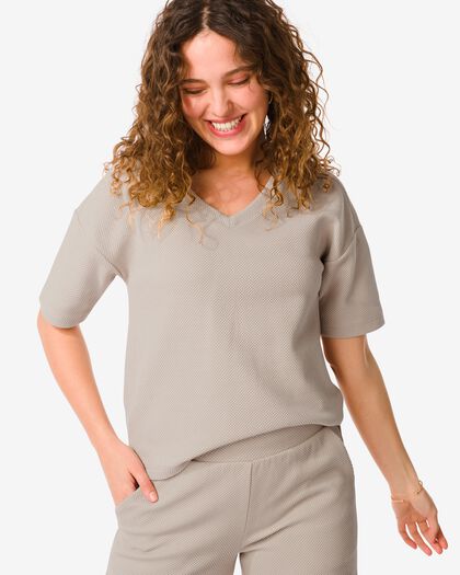 dames top Kacey structuur grijs grijs - 1000031342 - HEMA