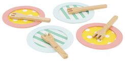 speelgoed bordjes en vorkjes hout - 15130107 - HEMA