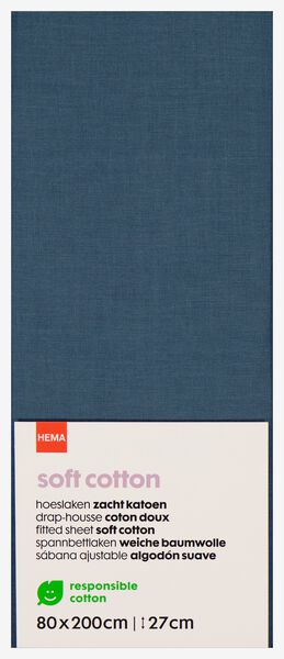 hoeslaken - zacht katoen blauw blauw - 1000027776 - HEMA