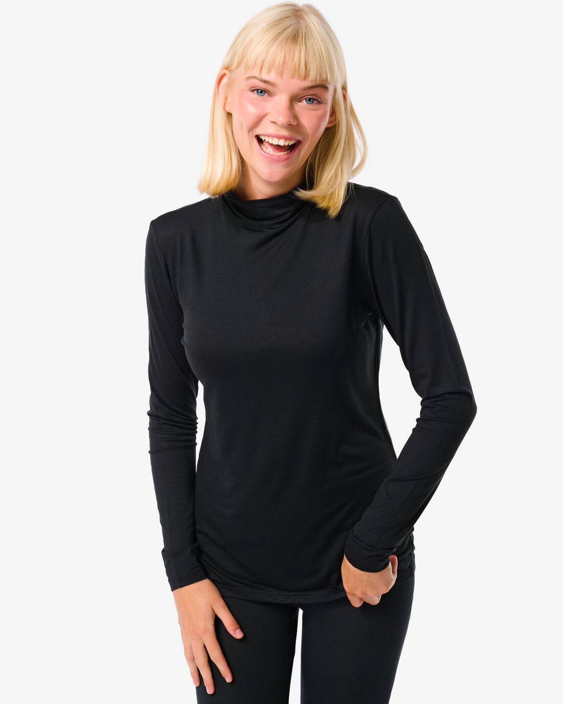 HEMA Dames Thermo Shirt Met Col Zwart (zwart)