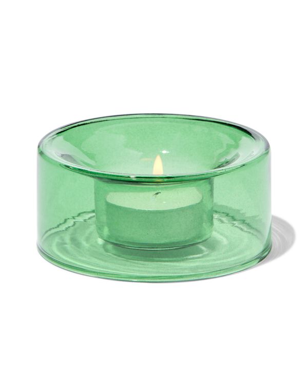 sfeerlichthouder Ø4x4 groen glas - 13323160 - HEMA