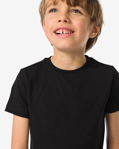 kinder basis t-shirts stretch katoen - 2 stuks zwart 158/164 - 30729424 - HEMA