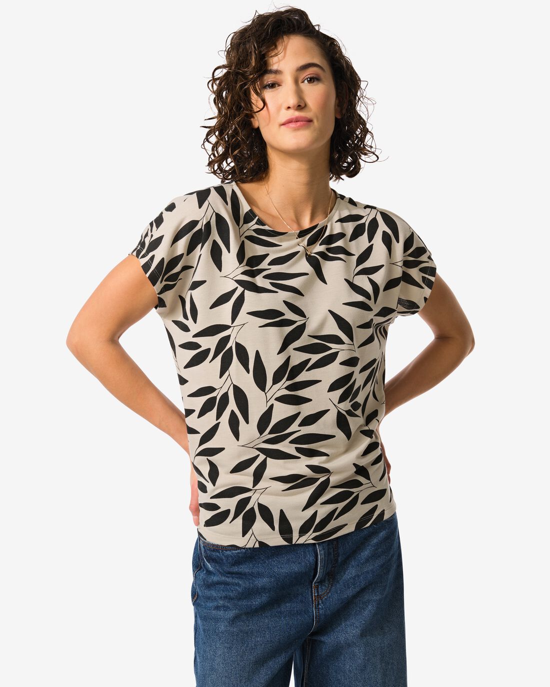 Image of HEMA Dames T-shirt Amelie Met Bamboe Zand (zand)