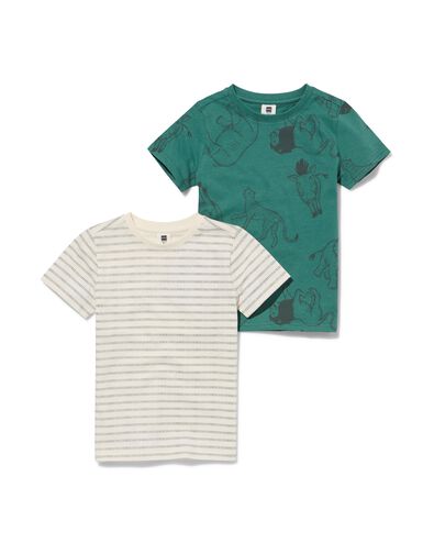 kinder t-shirts strepen/savanne - 2 stuks groen 122/128 - 30762551 - HEMA