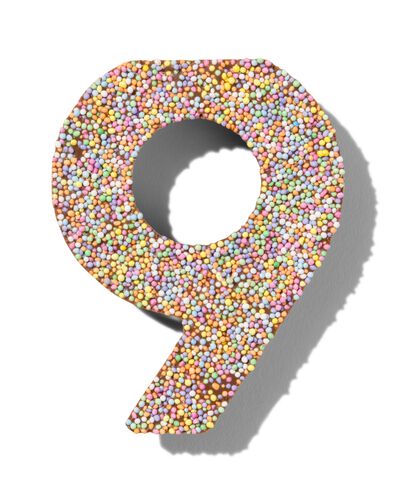 chocolade feestcijfer 9 met discodip - 10360010 - HEMA