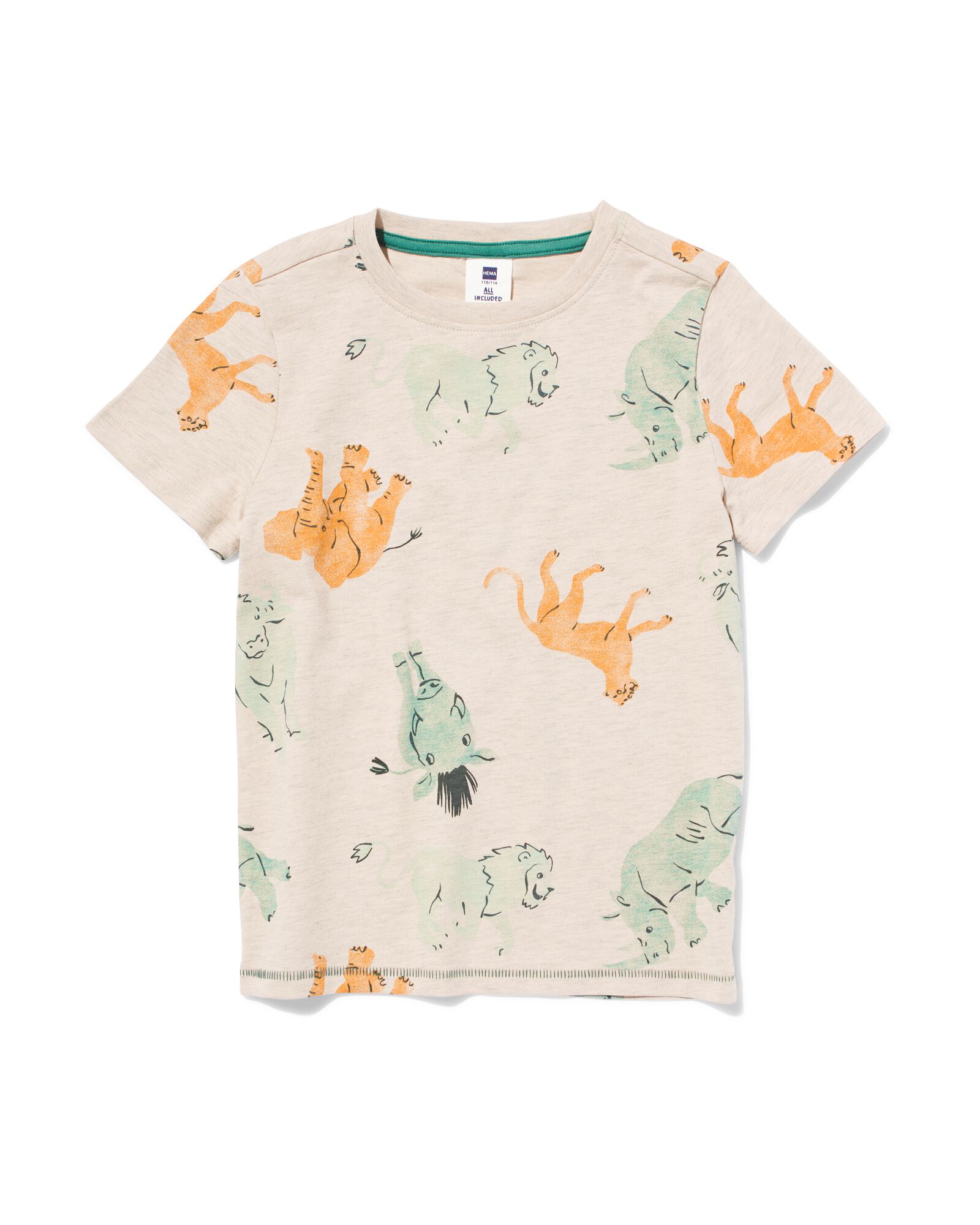 kinder t-shirt met dieren beige - 1000030923 - HEMA