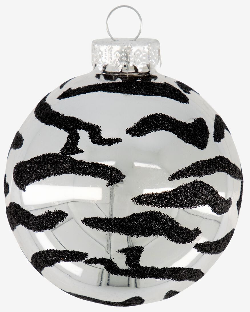kerstbal glas zebra Ø7cm - 25130244 - HEMA