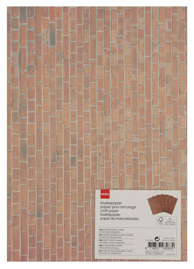 knutselpapier A4 baksteen - 5 stuks - 15950088 - HEMA