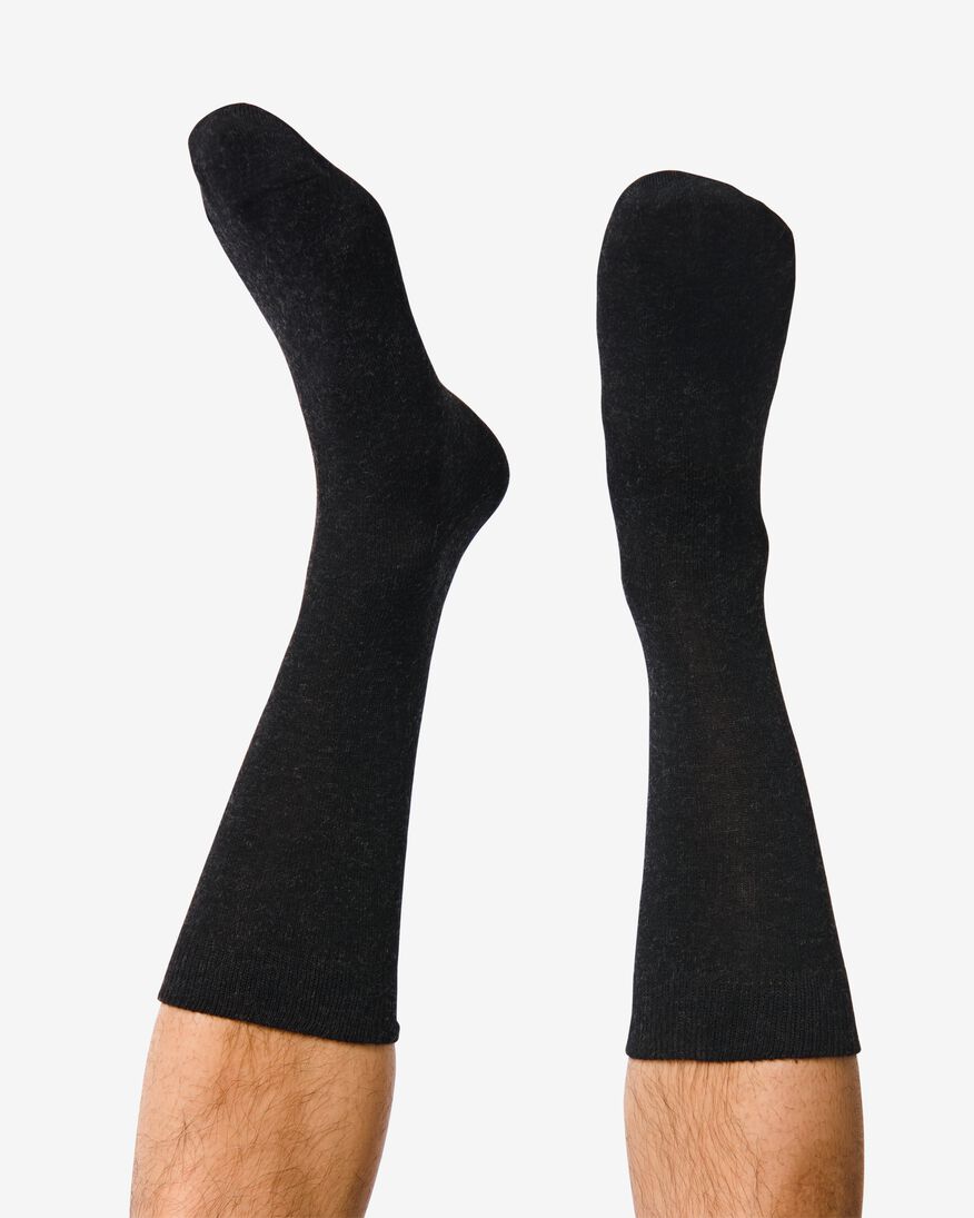 heren sokken met wol - 2 paar zwart zwart - 1000001406 - HEMA