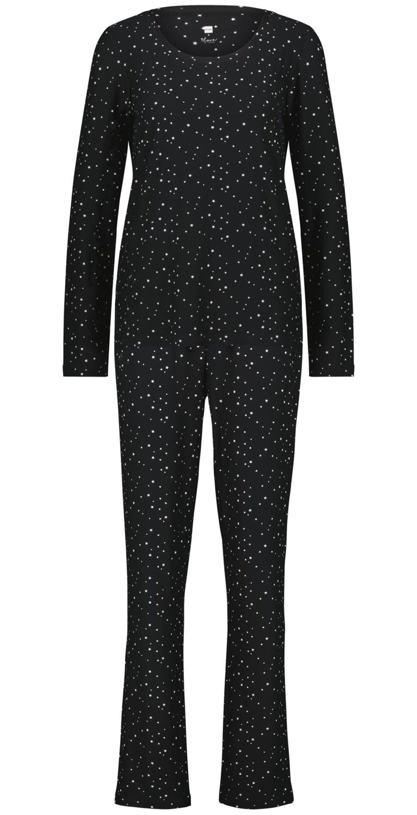 damespyjama sterren zwart - 1000024429 - HEMA