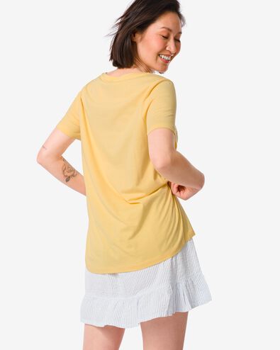 dames t-shirt Alara met bamboe geel M - 36216737 - HEMA