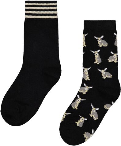 dames sokken met katoen - 2 paar zwart 35/38 - 4260316 - HEMA