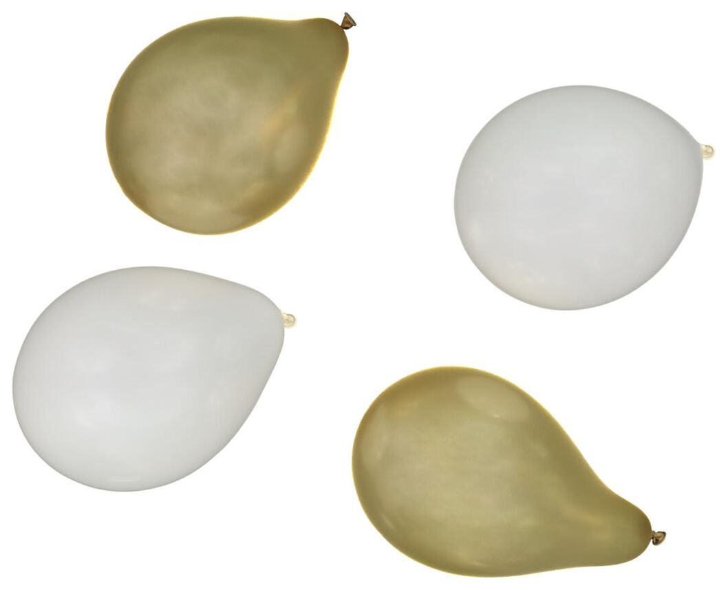 Moreel peddelen Transformator ballonnen 23cm wit/goud - 20 stuks - HEMA