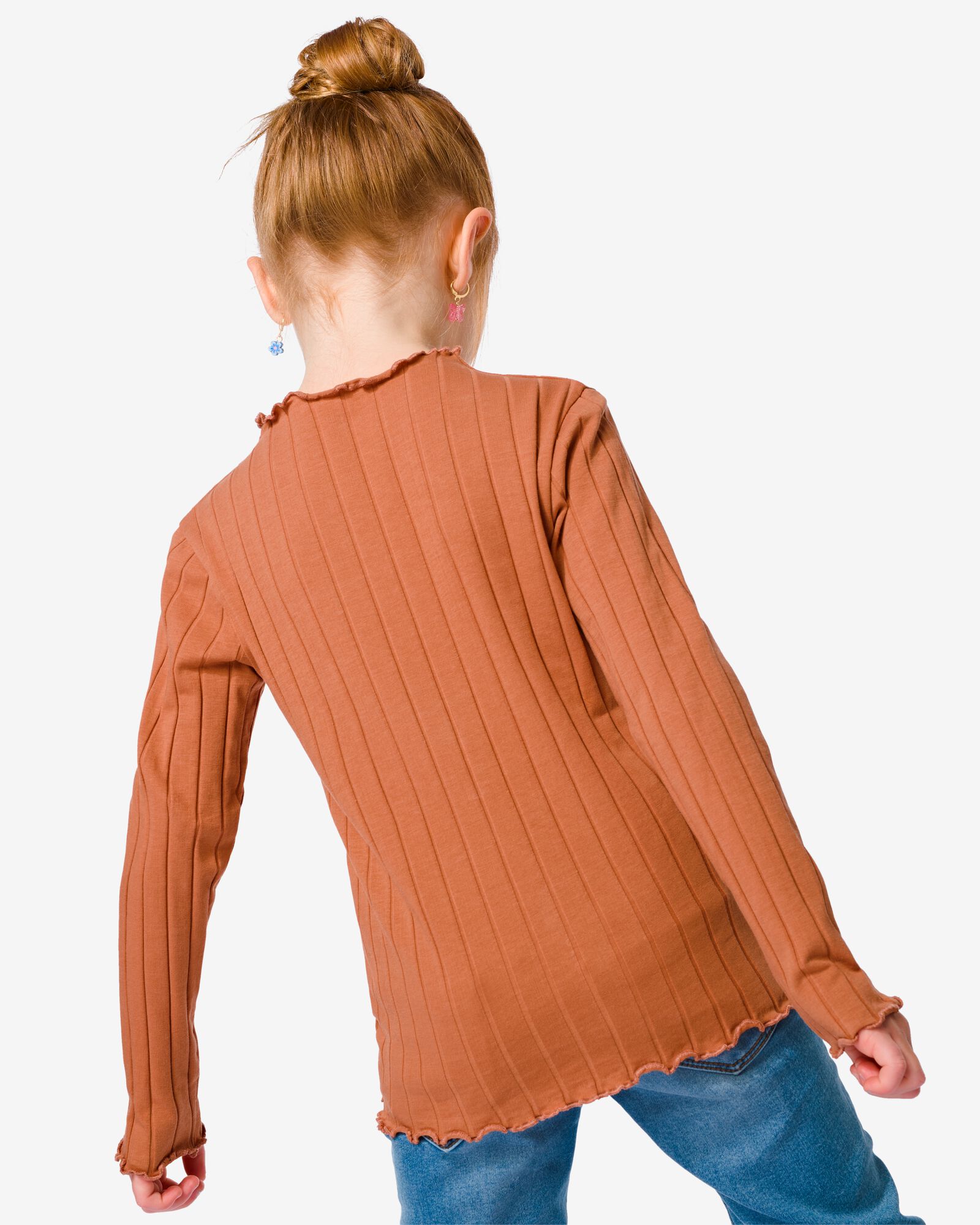 kinder t-shirt met ribbels bruin bruin - 1000032210 - HEMA