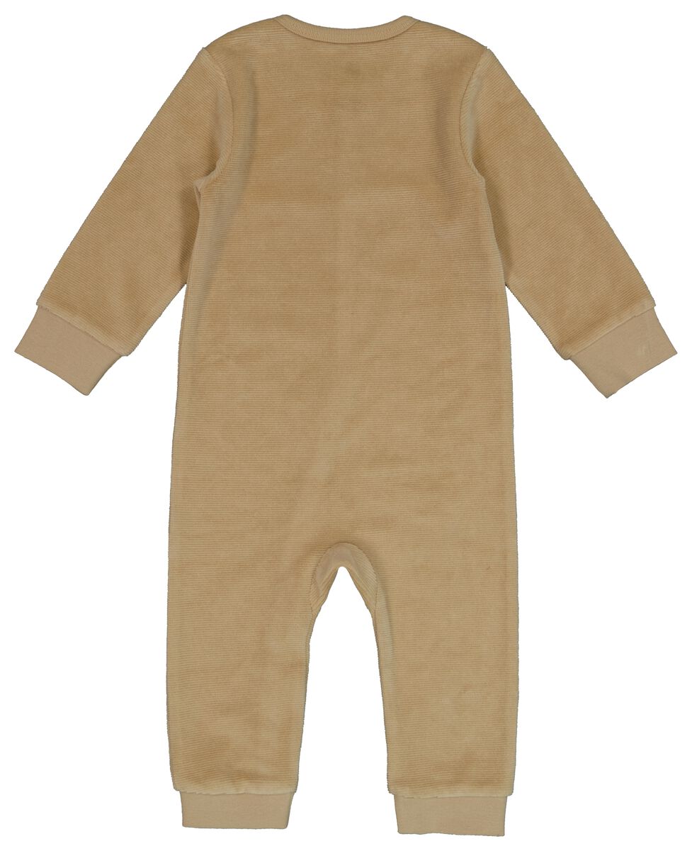 baby pyjama velvet rib bruin - 1000028714 - HEMA