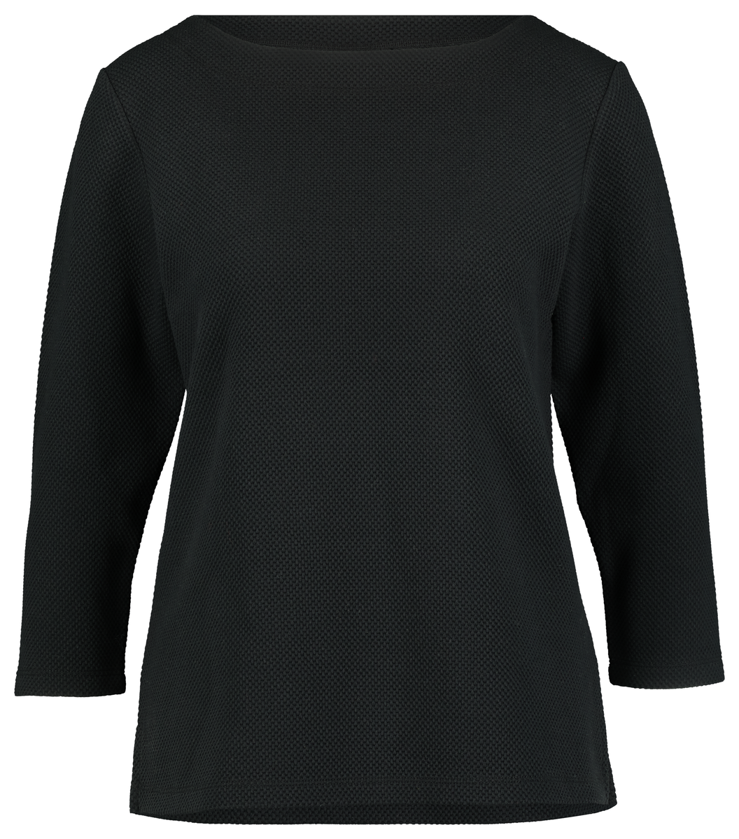 dames-shirt structuur zwart zwart - 1000023713 - HEMA