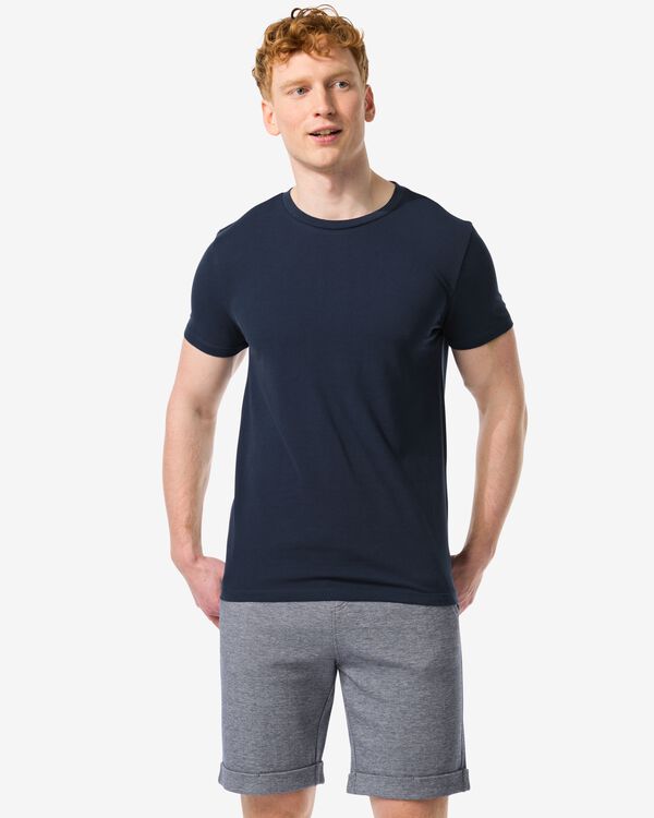 heren t-shirt piqué  donkerblauw donkerblauw - 2115901DARKBLUE - HEMA