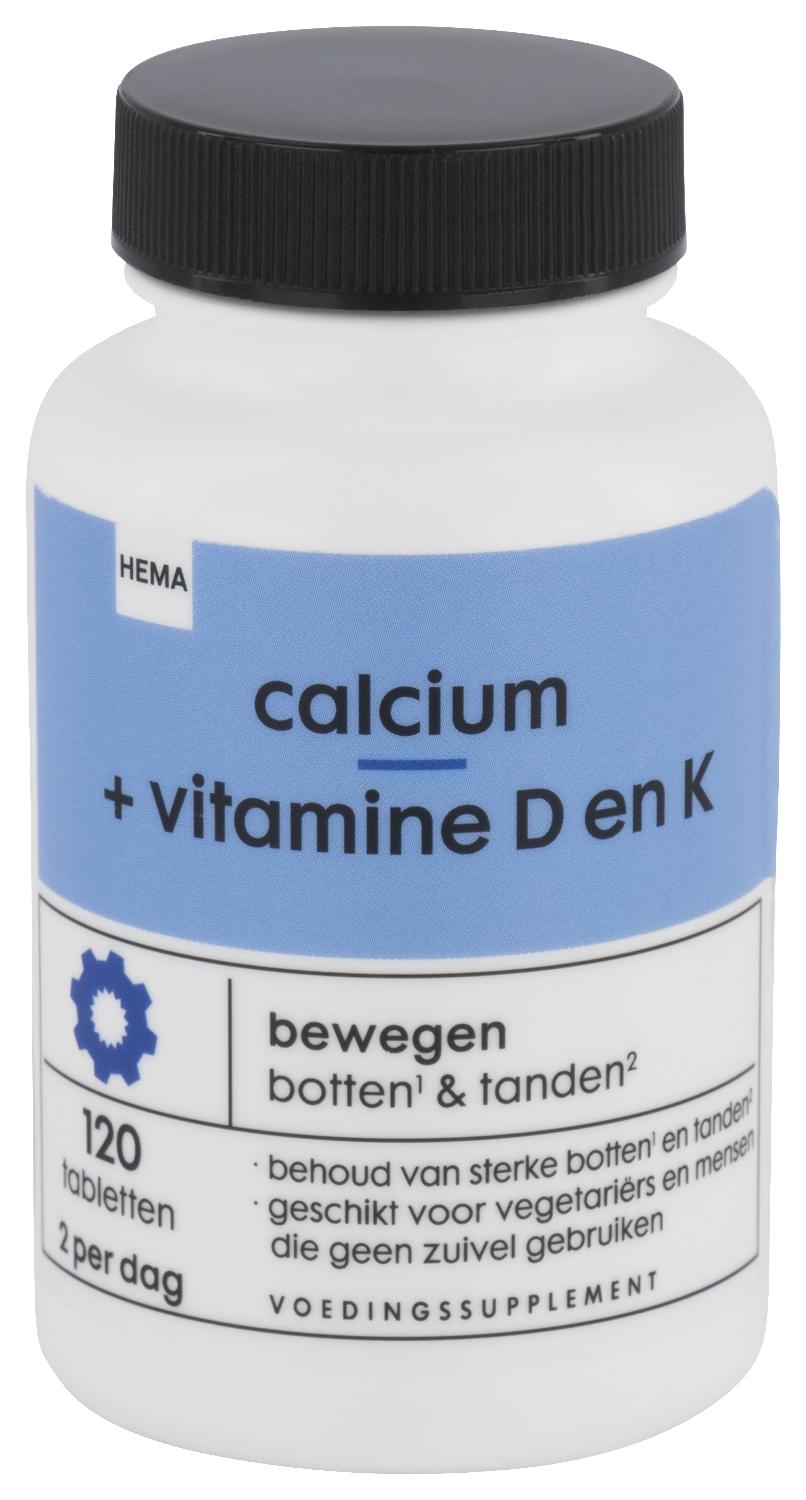 Vergoeding alleen Actief calcium + vitamine D en K - 120 stuks - HEMA