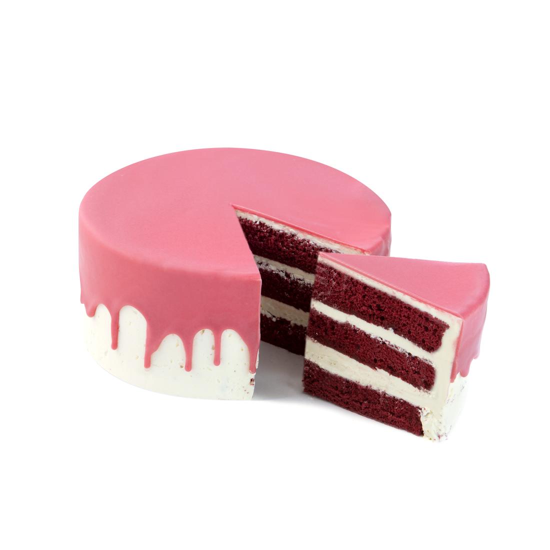 maandelijks eetbaar goedkeuren dripcake roze red velvet 16 p. - HEMA